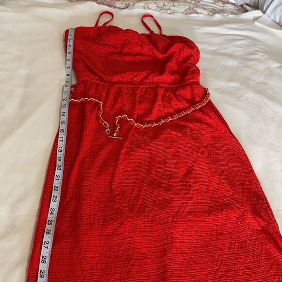 NWT Cache Red Lace Brocade Belted Maxi Dress SMALL - Picture 15 of 16